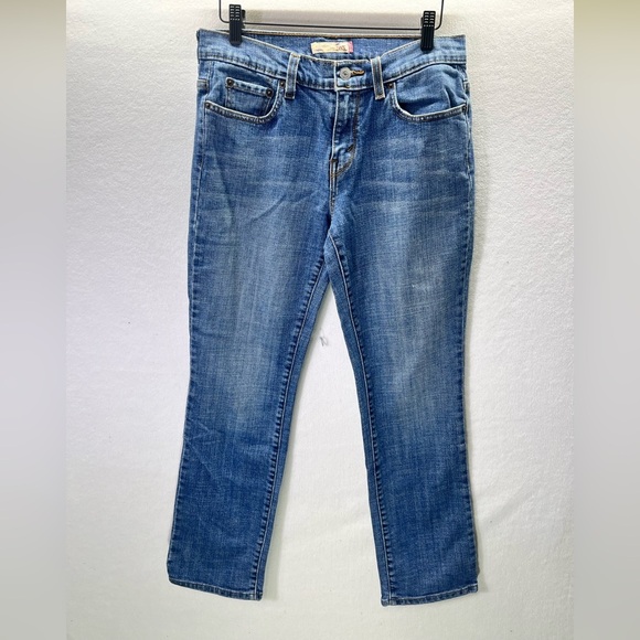 Levi’s 505 Straight Leg Jeans Womens 4 Short Stretch Blue Denim Y2K Pants 2038 - Picture 1 of 10